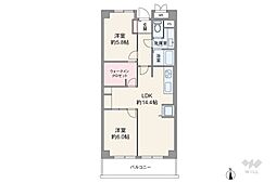 上本町ガーデンハイツ 2LDKの間取図画像