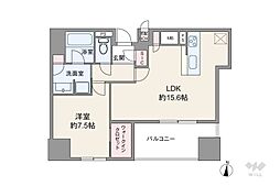 大阪市北区中津1丁目マンション 1LDKの間取図画像
