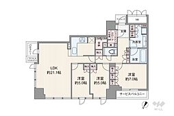 ザ・ファインタワー大阪肥後橋 3LDKの間取図画像