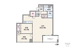 シティタワー大阪天満ザ・リバー&パークス 2LDKの間取図画像