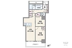 阿波座ライズタワーズフラッグ46 2LDKの間取図画像