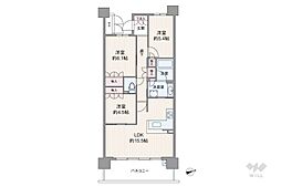 阿波座ライズタワーズマーク20 3LDKの間取図画像