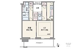 グラングリーン大阪 THE NORTH RESIDENCE 1LDKの間取図画像