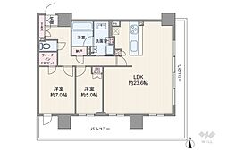 ブランズタワー御堂筋本町 2LDKの間取図画像