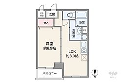朝日プラザ高津第1 1LDKの間取図画像