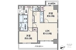エスリード天王寺駅前 2LDKの間取図画像