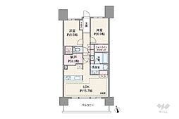 ザ・天王寺レジデンスガーデン&ビスタ 2LDKの間取図画像