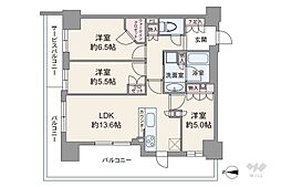 ブランズタワー御堂筋本町 3LDKの間取図画像