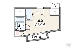 メガロコープ福島 1Kの間取図画像