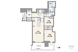 ジオタワー堺筋本町 2LDKの間取図画像