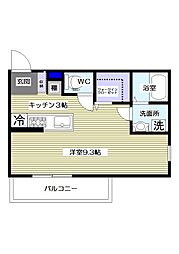 A2parksquare ワンルームの間取図画像