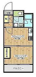 ロカーサ中目黒 1DKの間取図画像