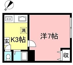 アースパックス1号棟 102 1階1Kの間取り