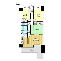 朝日プラザエルステージ明石 3LDKの間取図画像