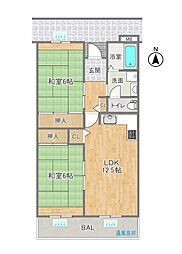 サンヴァリエ苅田2号棟 2LDKの間取図画像