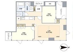 サンマークスだいにちルナタワーレジデンス 2LDKの間取図画像