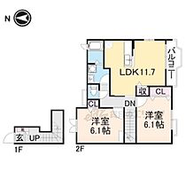 大阪府交野市私部２丁目（賃貸アパート2LDK・2階・60.51㎡） その2