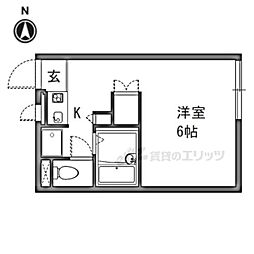 レオパレス友呂岐 1Kの間取図画像