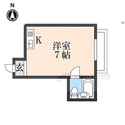 おおさか東線 JR河内永和駅 徒歩3分の賃貸マンション 2階ワンルームの間取り