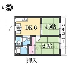 まるきハイツ1 2DKの間取図画像