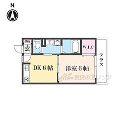 ＳＴＡＢＬＥ　ＳＨＯＪＩＨＩＧＡＳＨＩ 105 1階1DKの間取り