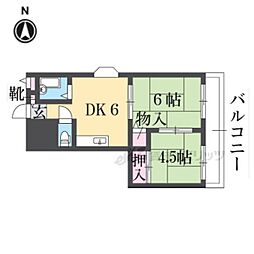M'プラザ津田駅前弐番館 2DKの間取図画像