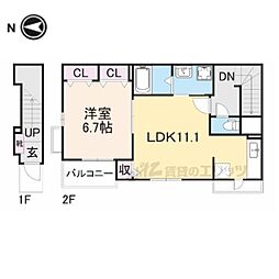オークビレッジ2 1LDKの間取図画像