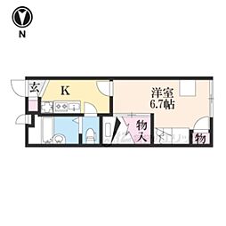 レオパレス星丘B 1Kの間取図画像