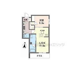 シャーメゾン クレスティーク 1LDKの間取図画像