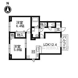 アルカザーレフジ 2LDKの間取図画像