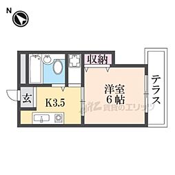 桜町ハイツ 1Kの間取図画像