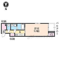 アプリコット野里 1Kの間取図画像