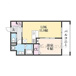 メゾンレヴナ木田町 1LDKの間取図画像