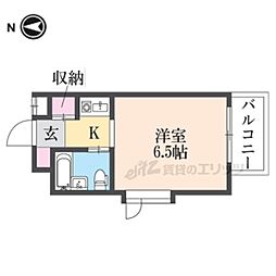 ジョイフル寝屋川 1Kの間取図画像