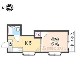 ロータリーマンション萱島 1DKの間取図画像