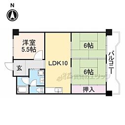 奥野マンション 3LDKの間取図画像