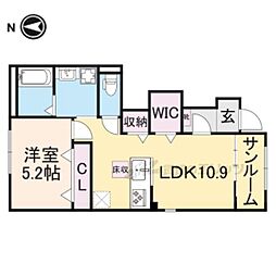 オレンジヴィラ堀溝 1LDKの間取図画像