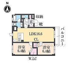 グランシャリオ 2LDKの間取図画像
