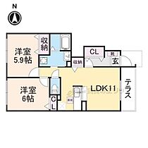 イリーデ　Ｂ 101 ｜ 奈良県香芝市北今市２丁目（賃貸アパート2LDK・1階・55.37㎡） その1