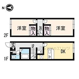 近鉄大阪線 関屋駅 徒歩17分の賃貸アパート 2階2DKの間取り