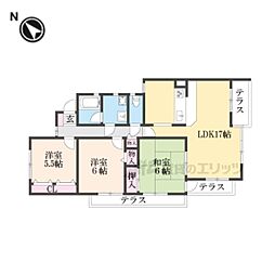 富雄サンパレスI号館 1階3LDKの間取り