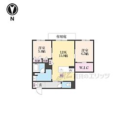 エクセレント　新大宮 1階2LDKの間取り