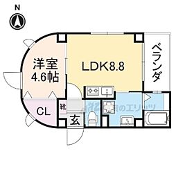 エクセレント天理 1LDKの間取図画像