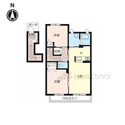 シャーメゾン　秋山Ｂ 2階2LDKの間取り