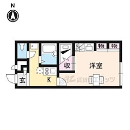 レオパレス美園A 1Kの間取図画像