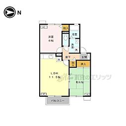 アルカディアA棟 2LDKの間取図画像