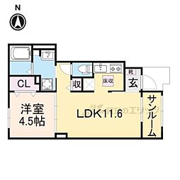 橿原市葛本町アパート 1LDKの間取図画像
