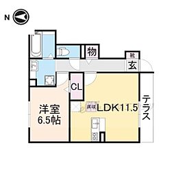 エクセレントヴィラA 1LDKの間取図画像