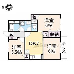 ベル・アビタシオン2 3DKの間取図画像