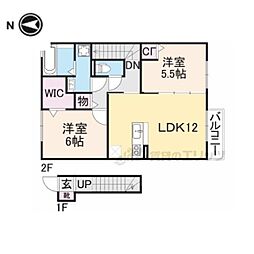 エスポワールA 2LDKの間取図画像